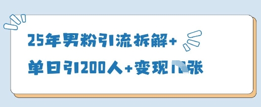 25年男粉引流拆解+单日引200人+变现多张-生财赚 -赚钱新动力