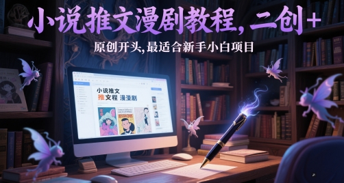 小说推文漫剧教程，二创+原创开头，最适合新手小白项目-生财赚 -赚钱新动力
