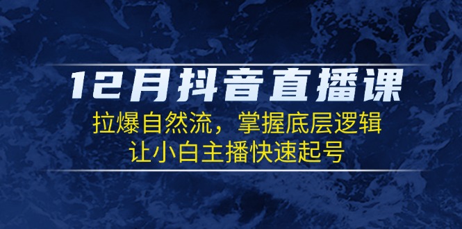 （13807期）12月抖音直播课：拉爆自然流，掌握底层逻辑，让小白主播快速起号-生财赚 -赚钱新动力