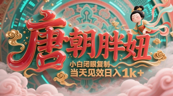 用AI克隆“唐朝胖妞”日更3条，平台疯狂推流，小白闭眼复制，当天见效，日入1k+-生财赚 -赚钱新动力