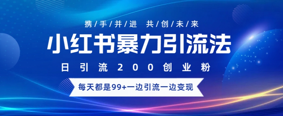 小红书暴力引流法，日引200精准创业粉，每天都是99+，边引流一边变现-生财赚 -赚钱新动力