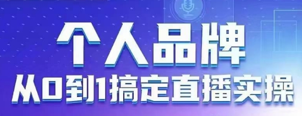 个人品牌：从0到1搞定直播实操，用直播为你的个人品牌赋能，六大实操板块，放大个人影响力-生财赚 -赚钱新动力