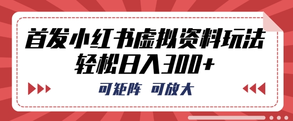 首发小红书虚拟资料玩法，可矩阵，可放大，轻松日入3张-生财赚 -赚钱新动力