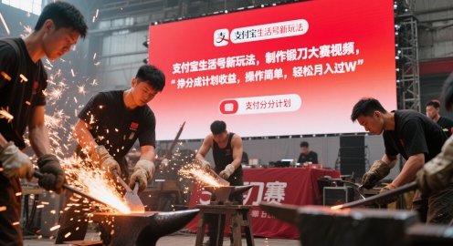 支付宝生活号新玩法，制作锻刀大赛视频，挣分成计划收益，操作简单，轻松月入过W-生财赚 -赚钱新动力