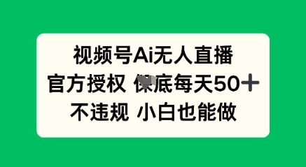 视频号AI无人直播，官方授权  每天50+，不违规 小白也能做-生财赚 -赚钱新动力