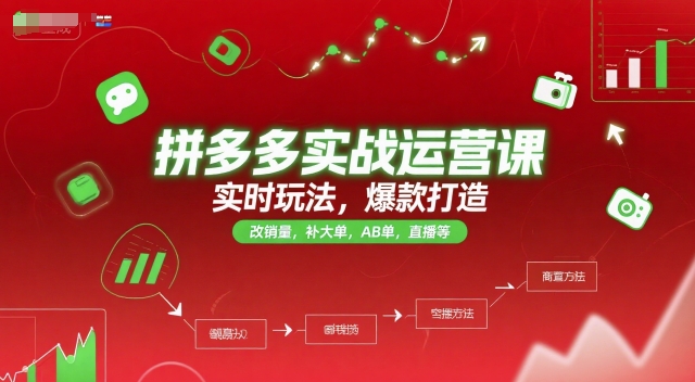 拼多多实战运营课，实时玩法，爆款打造，改销量，补大单，AB单，直播等（更新2025月）-生财赚 -赚钱新动力