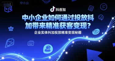 中小企业如何通过投放抖加带来精准获客变现？企业实体抖加投放精准变现秘籍-生财赚 -赚钱新动力