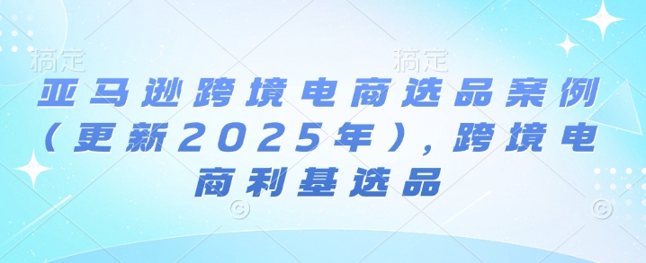 亚马逊跨境电商选品案例(更新2025年)，跨境电商利基选品-生财赚 -赚钱新动力