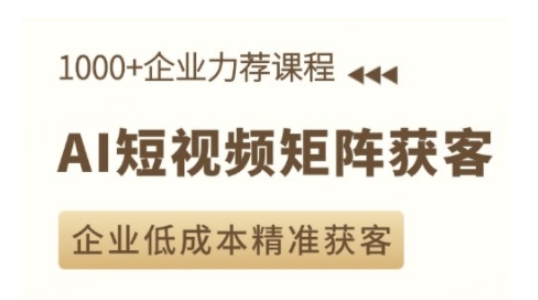 AI短视频矩阵获客实操课，企业低成本精准获客-生财赚 -赚钱新动力