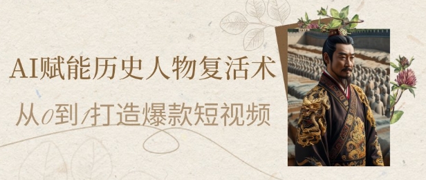 AI赋能历史人物复活术：从0到1打造爆款短视频，7天涨粉10W，小白也能月入过1W-生财赚 -赚钱新动力