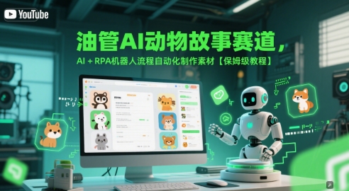 油管AI动物故事赛道，AI+RPA机器人流程自动化制作素材【保姆级教程】-生财赚 -赚钱新动力