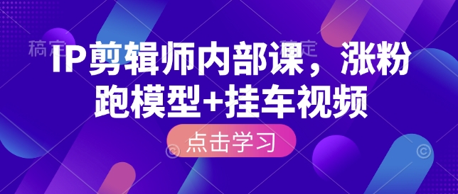 IP剪辑师内部课，涨粉跑模型+挂车视频-生财赚 -赚钱新动力