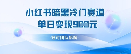 小红书冷门”暗黑”赛道，单日收益多张-生财赚 -赚钱新动力