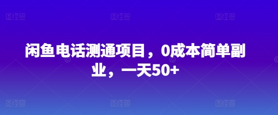 闲鱼电话测通项目，0成本简单副业，一天50+-生财赚 -赚钱新动力