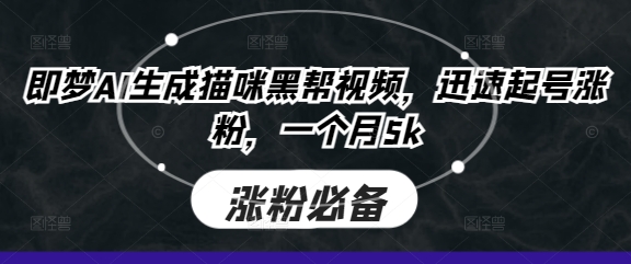 即梦AI生成猫咪黑帮视频，迅速起号涨粉，一个月5k-生财赚 -赚钱新动力