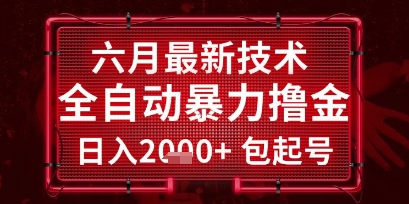六月最新技术全自动暴力撸金，稳定日入2k+包起号，长期稳定【揭秘】-生财赚 -赚钱新动力