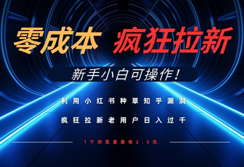 利用小红书种草知乎漏洞，零成本疯狂拉新日入数张，新手小白可操作-生财赚 -赚钱新动力