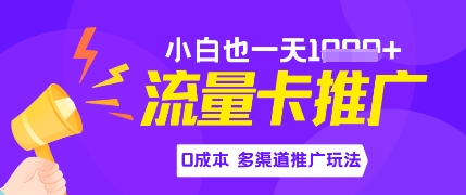 流量卡最新玩法，新手小白也能日入多张，0投资，多渠道推广玩法-生财赚 -赚钱新动力