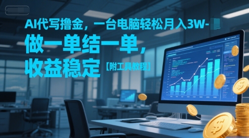 AI代写撸金，一台电脑轻松月入1-3W，做一单结一单，收益稳定【附工具教程】-生财赚 -赚钱新动力