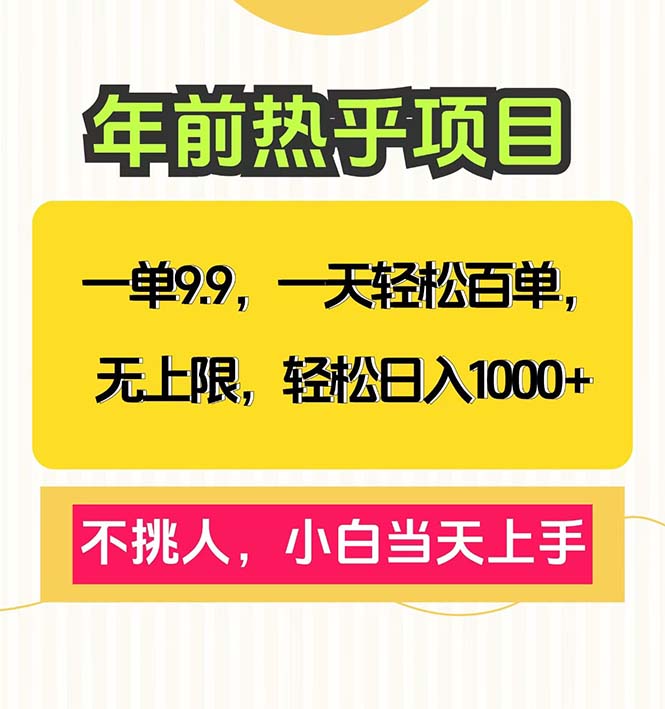 （13795期）一单9.9，一天百单无上限，不挑人，小白当天上手，轻松日入1000+-生财赚 -赚钱新动力