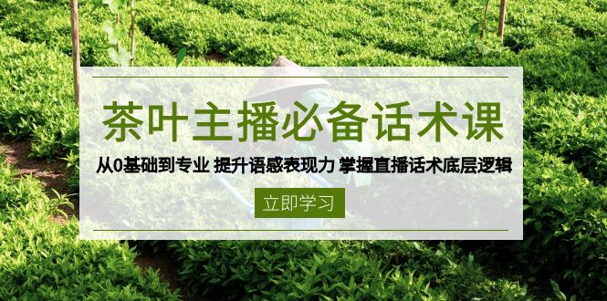 （13961期）茶叶 主播必备话术课 从0基础到专业 提升语感表现力 掌握直播话术底层逻辑-生财赚 -赚钱新动力