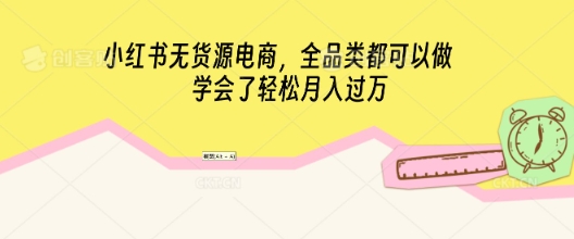 小红书无货源电商，全品类都可以做，学会了轻松月入过W-生财赚 -赚钱新动力