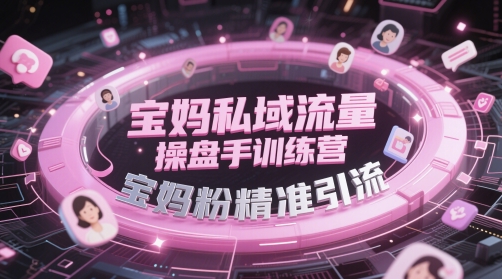宝妈私域流量操盘手训练营，宝妈粉精准引流-生财赚 -赚钱新动力