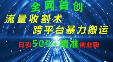 全网流量收割术：跨平台暴力搬运，日引500+精准创业粉-生财赚 -赚钱新动力