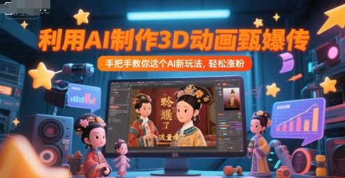 利用AI制作3D动画甄嬛传，流量爆了，手把手教你这个AI新玩法，轻松涨粉-生财赚 -赚钱新动力