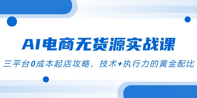（14982期）AI电商无货源实战课，三平台0成本起店攻略，技术+执行力的黄金配比-生财赚 -赚钱新动力