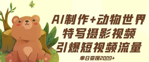AI制作动物世界特写摄影视频+引爆短视频流量+单日变现多张-生财赚 -赚钱新动力