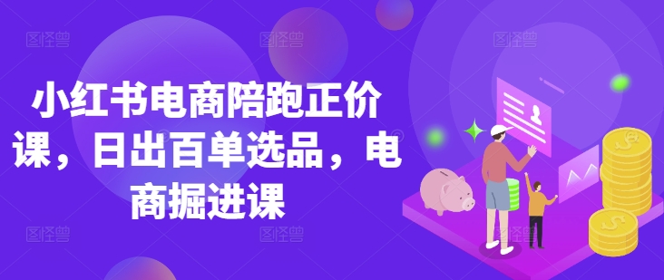 小红书电商陪跑正价课，小红书官方认证电商讲师教学，日出百单选品，电商掘进课-生财赚 -赚钱新动力