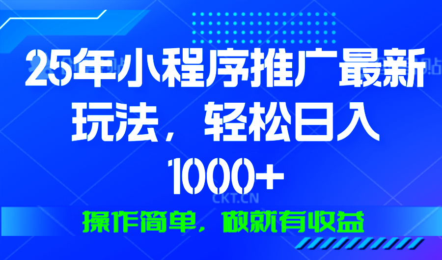 （13909期）25年微信小程序推广最新玩法，轻松日入1000+，操作简单 做就有收益-生财赚 -赚钱新动力