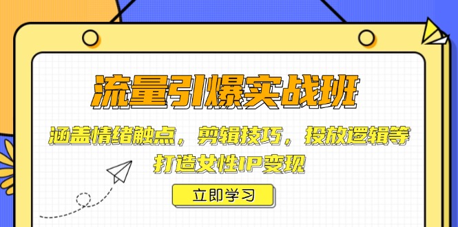 （14008期）流量引爆实战班，涵盖情绪触点，剪辑技巧，投放逻辑等，打造女性IP变现-生财赚 -赚钱新动力