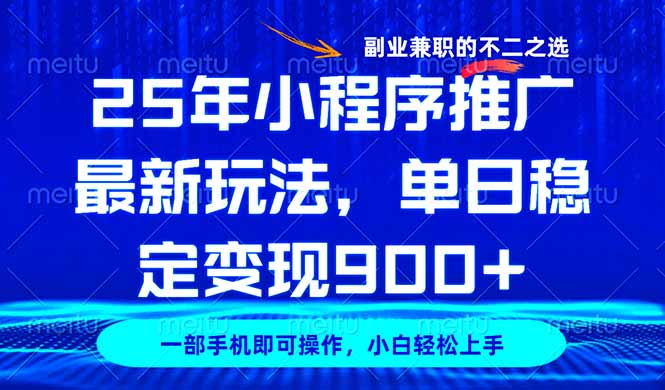 （14550期）25年小程序推广最新玩法，稳定日入900+，副业兼职的不二之选-生财赚 -赚钱新动力