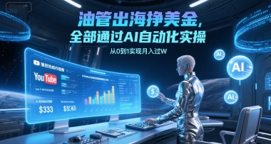 油管出海挣美金，全部通过AI自动化实操，从0到1实现月入过W-生财赚 -赚钱新动力