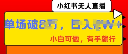 小红书无人直播，纯小白可做，有手就行，单场直播销售额破8w-生财赚 -赚钱新动力