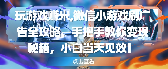 玩游戏挣米，微信小游戏刷广告全攻略，手把手教你变现秘籍，小白当天见效-生财赚 -赚钱新动力
