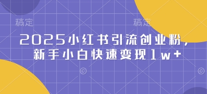 2025小红书引流创业粉，新手小白快速变现1w+-生财赚 -赚钱新动力