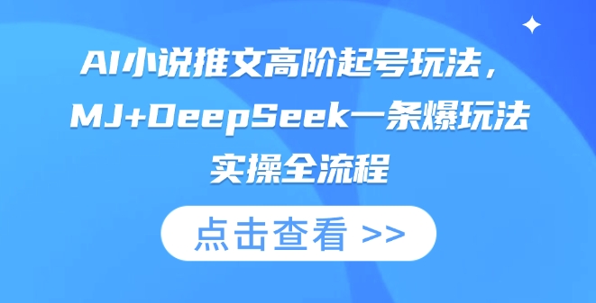 AI小说推文高阶起号玩法，MJ+DeepSeek一条爆玩法实操全流程-生财赚 -赚钱新动力
