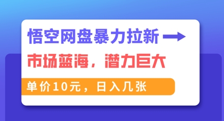 悟空网盘暴力拉新：一单10元，市场空白，日入几张-生财赚 -赚钱新动力