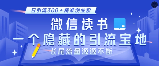 微信读书，一个隐藏的引流宝地，不为人知的小众打法，日引流300+精准创业粉，长尾流量源源不断-生财赚 -赚钱新动力