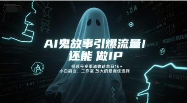 AI鬼故事引爆流量，还能做IP，视频号多渠道收益单日1k+，小白副业、工作室放大的最佳选择-生财赚 -赚钱新动力