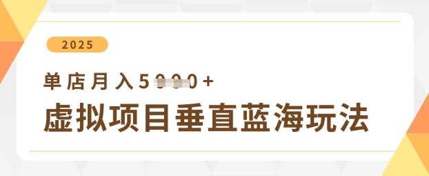 虚拟项目垂直玩法，实现单店月入5k+-生财赚 -赚钱新动力