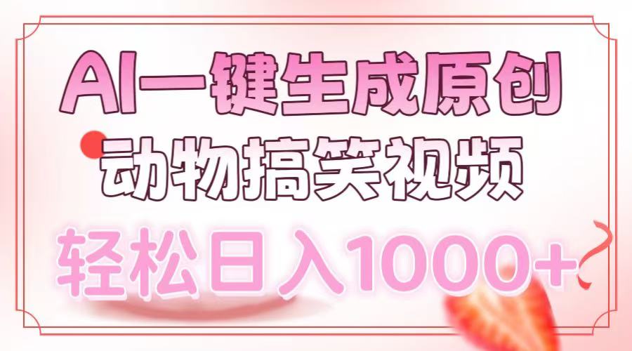 （13884期）AI一键生成原创动物搞笑视频，轻松日入1000+-生财赚 -赚钱新动力