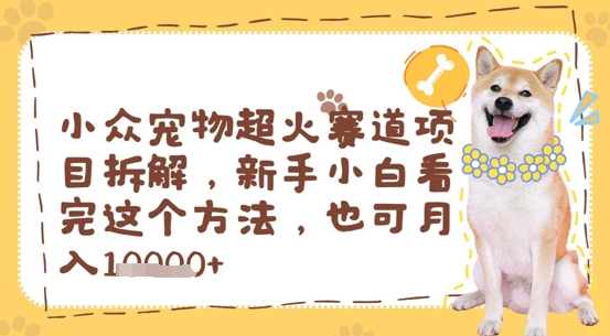 小众宠物超火赛道项目拆解，新手小白看完这个方法，也可月入过w-生财赚 -赚钱新动力