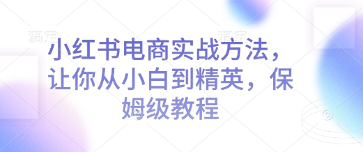 小红书电商实战方法，让你从小白到精英，保姆级教程-生财赚 -赚钱新动力