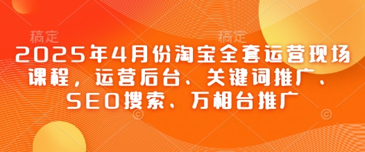 2025年4月份淘宝全套运营现场课程，运营后台、关键词推广、SEO搜索、万相台推广-生财赚 -赚钱新动力