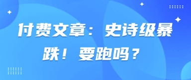 付费文章：史诗级暴跌！要跑吗？-生财赚 -赚钱新动力