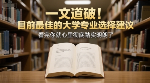 付费文章：一文道破！目前最佳的大学专业选择建议，看完你就心里彻底踏实明朗了-生财赚 -赚钱新动力